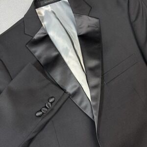 Calvin Klein Tuxedo Wool Jacket Mens 41R Black 2 Button Tux Formal Dress Coat